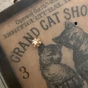 antique victorian 14kt solid gold tiny natural diamond buttercup stud earring